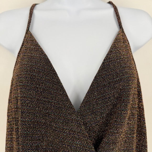 Eri + Ali Metallic Rainbow Surplice Tank Top Women S Black Glam Disco Shimmer - Picture 3 of 11